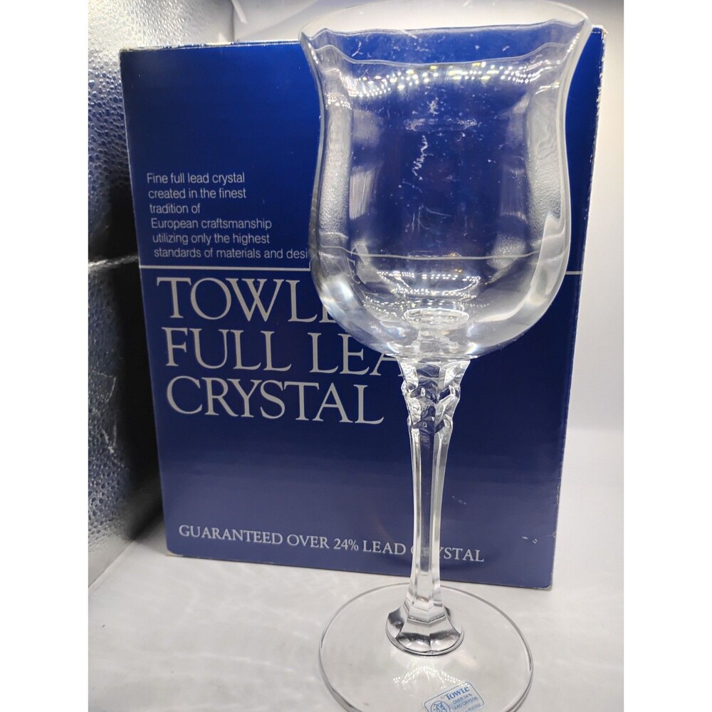 Set Of 4 New Towle Crystal Silhouette Goblet 8 1/2” 12oz Optic Water Item #23176